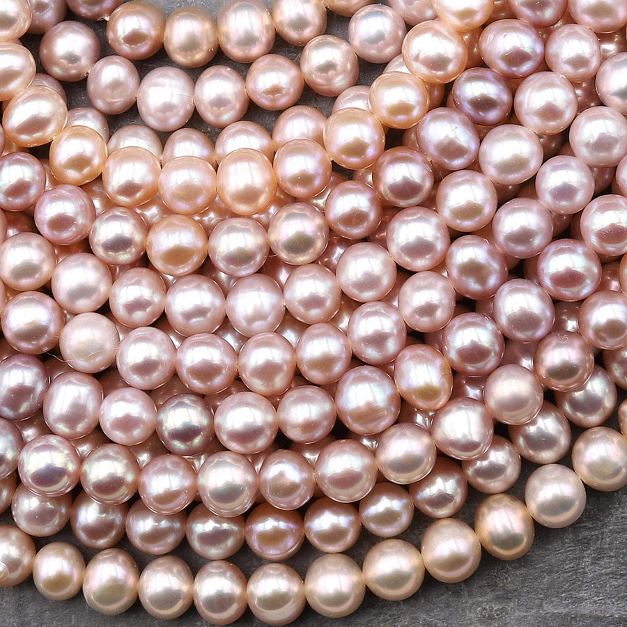 Genuine Natural Pink Freshwater 6mm off Round Pearl 15.5" Strand