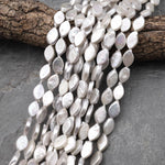 Real Genuine Natural White Freshwater Flat Marquise Leaf Pearl 16" Strand