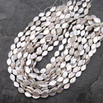 Real Genuine Natural White Freshwater Flat Marquise Leaf Pearl 16" Strand