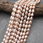 Genuine Natural Freshwater Pink Potato Oval Teardrop Pearl 15.5" Strand