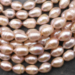 Genuine Natural Freshwater Pink Potato Oval Teardrop Pearl 15.5" Strand