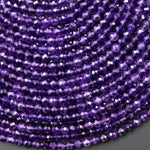 AAA Faceted Natural Purple Amethyst 4mm Round Beads Gemstone 15.5" Strand
