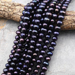 Large Black Midnight Blue Freshwater Potato Pearls 12mm Brilliant 15.5" Strand
