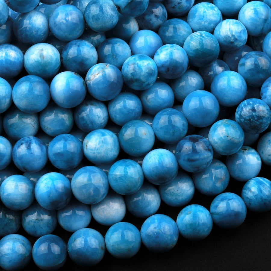 Natural Heavenly Blue Apatite 4mm 6mm 8mm 10mm Round Beads 15.5" Strand