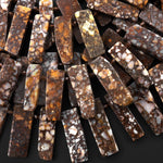 Natural African Lace Opal Freeform Rectangle Bead Spike Cleopatra Fan Shape 15.5" Strand