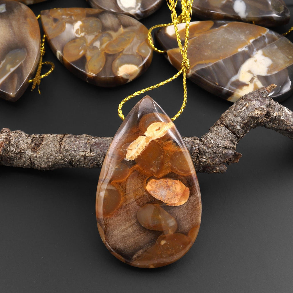 Rare Natural Australian Peanut Wood Top Side Drilled Teardrop Pendant A4
