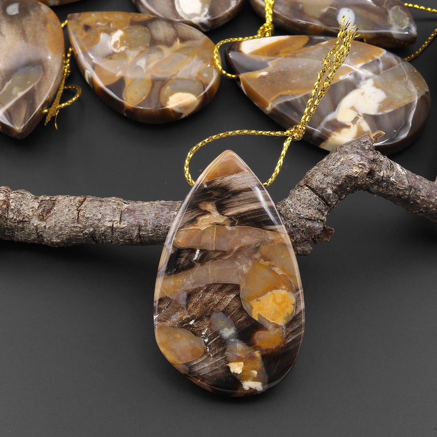 Rare Natural Australian Peanut Wood Top Side Drilled Teardrop Pendant A5