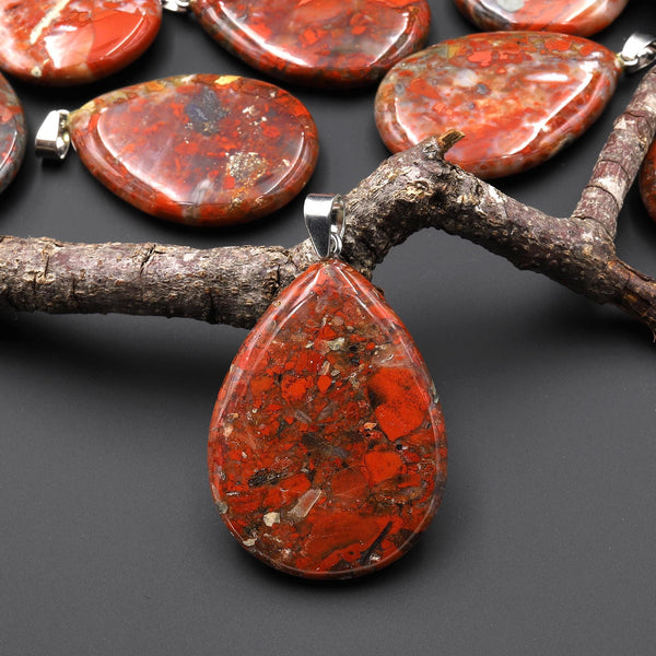 Natural Red Brecciated Jasper Pendant Aka River River Jasper Gemstone Teardrop A3