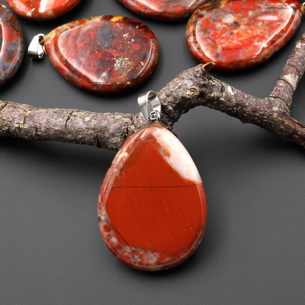 Natural Red Brecciated Jasper Pendant Aka River River Jasper Gemstone Teardrop A5