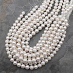 AAA Large Genuine Natural White Freshwater Pearl 12mm 13mm Round Pearl Shimmery Iridescent Classic White Pearl 15.5" Strand