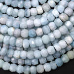 Faceted Natural Light Blue Aquamarine Rondelle Beads 8mm 15.5" Strand