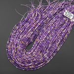 Faceted Natural Ametrine 2mm 3mm 4mm Round Beads Micro Laser Diamond Cut Gemstone 15.5" Strand