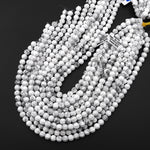 AAA Hand Carved Natural Howlite 8mm Round Melon Gemstone Beads