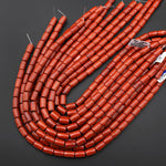 AAA Natural Red Jasper Smooth Cylinder Tube Beads 15.5" Strand