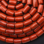 AAA Natural Red Jasper Smooth Cylinder Tube Beads 15.5" Strand
