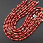 Natural Red Brecciated Jasper Smooth Cylinder Tube 18x10mm Beads Aka Red River Jasper 15.5" Strand