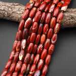 Natural Red Brecciated Jasper Smooth Cylinder Tube 18x10mm Beads Aka Red River Jasper 15.5" Strand