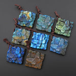 AAA Hand Carved Natural Labradorite Butterfly Diamond Square Pendant Side Drilled Gemstone Focal Bead