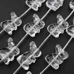 AAA Hand Carved Genuine Natural Rock Quartz Bunny Rabbit Center Drilled Focal Beads