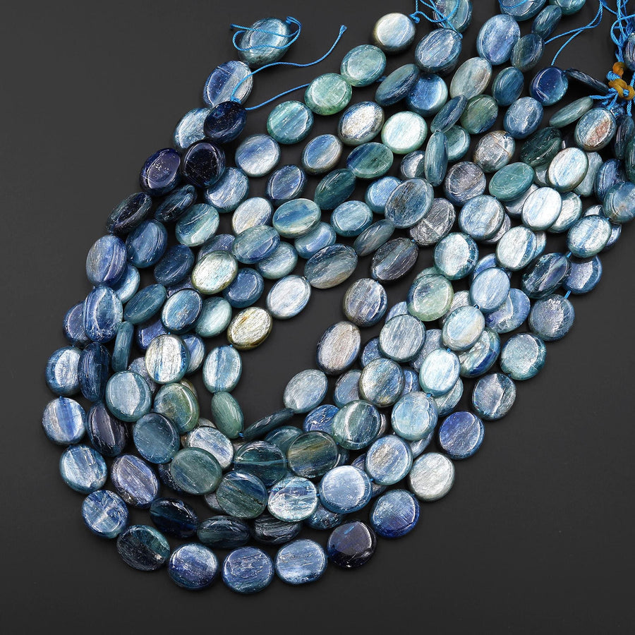 Rare Natural Bicolor Blue Green Kyanite Oval Beads Gemstone 15.5" Strand