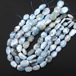 Faceted Natural Aquamarine Octagon Flat Beads Hand Cut Gemstone 16.5" Strand