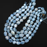 Faceted Natural Blue Aquamarine Octagon Flat 14mm 18mm Beads Hand Cut Gemstone 16" Strand