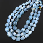 Faceted Graduated Translucent Natural Blue Aquamarine Octagon Flat 13mm 23mm Beads Gemstone 16" Strand