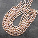 Genuine Natural Freshwater Pink Potato Oval Teardrop Pearl 15.5" Strand