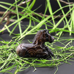 Hand-Carved Natural Brown Gray Black Horse Figurine Crystal Miniature