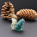 Hand-Carved Natural Fluorite Squirrel Figurine Crystal Miniature