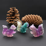 Hand-Carved Natural Fluorite Squirrel Figurine Crystal Miniature