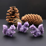 Hand-Carved Natural Lilac Purple Squirrel Figurine Crystal Miniature