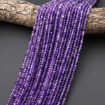 AAA Faceted Natural Purple Amethyst 4mm Rondelle Gemstone Beads 15.5" Strand