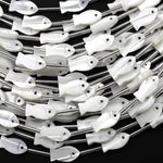 AAA Iridescent Carved Natural White Mother of Pearl Fish Beads Strand