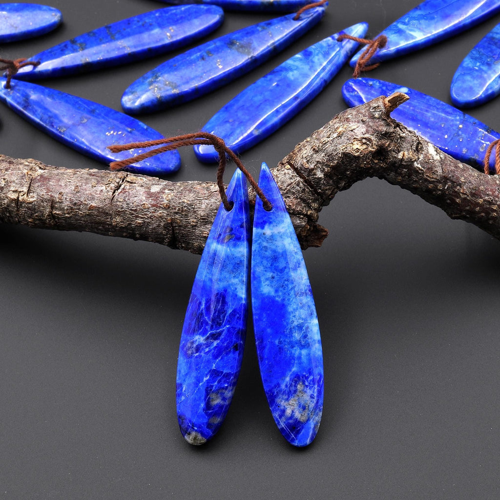 AAA Natural Blue Lapis Earring Teardrop Matched Gemstone Beads Pair A22