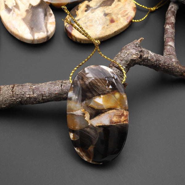 Rare Natural Australian Peanut Wood Top Side Drilled Oval Pendant A1