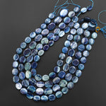 Rare Natural Bicolor Blue Green Kyanite Oval Beads 8mm 10mm 12mm 14mm 16mm Gemstone 15.5" Strand