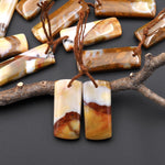 Natural Polka Dot Agate Earring Drilled Gemstone Short Rectangle Matched Beads Pair From Oregon