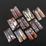 Natural Sonora Dendritic Rhyolite Jasper Rectangle Earring Drilled Gemstone Matched Beads Pair From Mexico