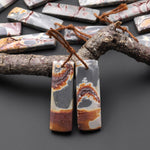 Natural Sonora Dendritic Rhyolite Jasper Rectangle Earring Drilled Gemstone Matched Beads Pair From Mexico