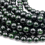 AAA Sparkling Green Goldstone 4mm 6mm 8mm 10mm Smooth Round Beads 15" Strand