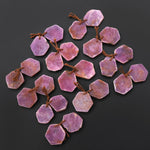 Natural Red Ruby Hexagon Flat Slice Drilled Matched Gemstone Beads Pair