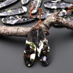 Natural Cherry Blossom Jasper Earring Pair Drilled Matched Teardrop Gemstone Beads
