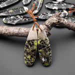 Natural Cherry Blossom Jasper Earring Pair Drilled Matched Teardrop Gemstone Beads