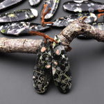 Natural Cherry Blossom Jasper Earring Pair Drilled Matched Teardrop Gemstone Beads