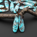 Natural Madagascar Blue Amazonite Teardrop Earring Drilled Matched Gemstone Bead Pair