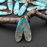 Natural Madagascar Blue Amazonite Teardrop Earring Drilled Matched Gemstone Bead Pair