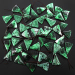 Rare Genuine Natural Green Burma Maw Sit Sit Jade Albite Curved Fan Triangle Earring Pair Drilled Gemstone Matched Beads