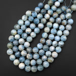 Large Genuine Natural Blue Aquamarine 13mm 14mm 16mm 18mm 20mm 22mm 24mm Smooth Round Beads 15.5" Strand