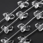 AAA Hand Carved Genuine Natural Rock Quartz Dog Center Drilled Focal Beads
